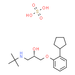 ChemSpider 2D Image | (2S)-1-(2-Cyclopentylphenoxy)-3-[(2-methyl-2-propanyl)amino]-2-propanol sulfate (1:1) | C18H31NO6S