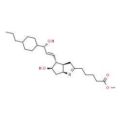 ChemSpider 2D Image | Methyl 5-{(3aR,4R,5R,6aS)-5-hydroxy-4-[(1E,3S)-3-hydroxy-3-(4-propylcyclohexyl)-1-propen-1-yl]-3,3a,4,5,6,6a-hexahydrocyclopenta[b]pyrrol-2-yl}pentanoate | C25H41NO4