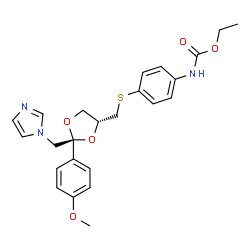 ChemSpider 2D Image | Ethyl [4-({[(2S,4R)-2-(1H-imidazol-1-ylmethyl)-2-(4-methoxyphenyl)-1,3-dioxolan-4-yl]methyl}sulfanyl)phenyl]carbamate | C24H27N3O5S