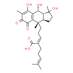 ChemSpider 2D Image | (2Z)-6-Methyl-2-{3-[(3aR,4S,9R,9aR)-1,8,9-trihydroxy-1,4,7-trimethyl-5,6-dioxo-2,3,3a,4,5,6,9,9a-octahydro-1H-cyclopenta[b]naphthalen-4-yl]propylidene}-5-heptenoic acid | C27H36O7