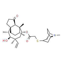 ChemSpider 2D Image | (1S,2R,3S,4S,6R,7R,8R,14R)-3-Hydroxy-2,4,7,14-tetramethyl-9-oxo-4-vinyltricyclo[5.4.3.0~1,8~]tetradec-6-yl {[(1R,5S)-8-methyl-8-azabicyclo[3.2.1]oct-3-yl]sulfanyl}acetate | C30H47NO4S