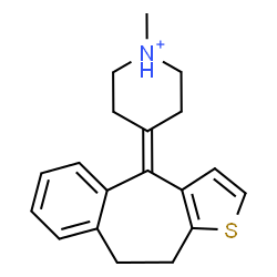 ChemSpider 2D Image | 4-(9,10-Dihydro-4H-benzo[4,5]cyclohepta[1,2-b]thiophen-4-ylidene)-1-methylpiperidinium | C19H22NS