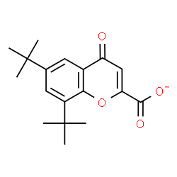 ChemSpider 2D Image | 6,8-Bis(2-methyl-2-propanyl)-4-oxo-4H-chromene-2-carboxylate | C18H21O4