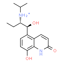 ChemSpider 2D Image | (1S,2S)-1-Hydroxy-1-(8-hydroxy-2-oxo-1,2-dihydro-5-quinolinyl)-N-isopropyl-2-butanaminium | C16H23N2O3