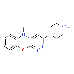 ChemSpider 2D Image | 1-Methyl-4-(5-methyl-5H-pyridazino[3,4-b][1,4]benzoxazin-3-yl)piperazin-1-ium | C16H20N5O