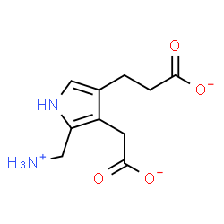 ChemSpider 2D Image | 5-(aminomethyl)-4-(carboxymethyl)-Pyrrole-3-propionate | C10H13N2O4