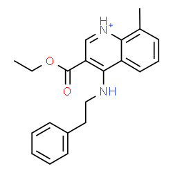 ChemSpider 2D Image | 3-(Ethoxycarbonyl)-8-methyl-4-[(2-phenylethyl)amino]quinolinium | C21H23N2O2