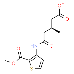 ChemSpider 2D Image | (3S)-5-{[2-(Methoxycarbonyl)-3-thienyl]amino}-3-methyl-5-oxopentanoate | C12H14NO5S