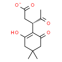 ChemSpider 2D Image | (3S)-3-(2-Hydroxy-4,4-dimethyl-6-oxo-1-cyclohexen-1-yl)-4-oxopentanoate | C13H17O5