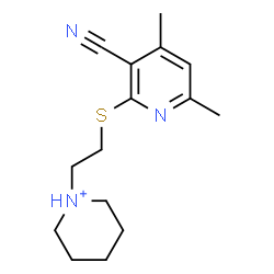 ChemSpider 2D Image | 1-{2-[(3-Cyano-4,6-dimethyl-2-pyridinyl)sulfanyl]ethyl}piperidinium | C15H22N3S