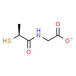 ChemSpider 2D Image | {[(2S)-2-Sulfanylpropanoyl]amino}acetate | C5H8NO3S