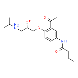 ChemSpider 2D Image | (2S)-3-[2-Acetyl-4-(butyrylamino)phenoxy]-2-hydroxy-N-isopropyl-1-propanaminium | C18H29N2O4