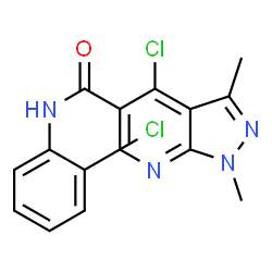 ChemSpider 2D Image | 4-Chloro-N-(2-chlorophenyl)-1,3-dimethyl-1H-pyrazolo[3,4-b]pyridine-5-carboxamide | C15H12Cl2N4O