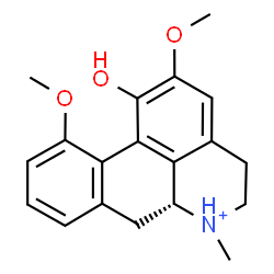 ChemSpider 2D Image | (6aR)-1-Hydroxy-2,11-dimethoxy-6-methyl-5,6,6a,7-tetrahydro-4H-dibenzo[de,g]quinolinium | C19H22NO3