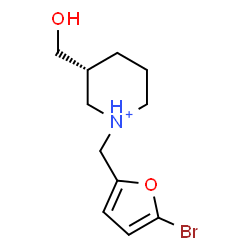 ChemSpider 2D Image | (3R)-1-[(5-Bromo-2-furyl)methyl]-3-(hydroxymethyl)piperidinium | C11H17BrNO2