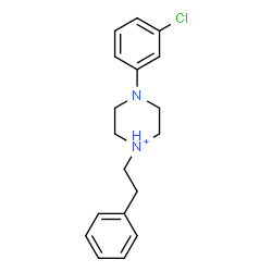 ChemSpider 2D Image | 4-(3-Chlorophenyl)-1-(2-phenylethyl)piperazin-1-ium | C18H22ClN2