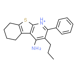 ChemSpider 2D Image | 4-Amino-2-phenyl-3-propyl-5,6,7,8-tetrahydro[1]benzothieno[2,3-b]pyridin-1-ium | C20H23N2S