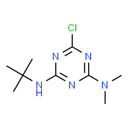 ChemSpider 2D Image | 6-Chloro-N,N-dimethyl-N'-(2-methyl-2-propanyl)-1,3,5-triazine-2,4-diamine | C9H16ClN5
