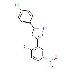 ChemSpider 2D Image | 2-[(5R)-5-(4-Chlorophenyl)-4,5-dihydro-1H-pyrazol-3-yl]-4-nitrophenolate | C15H11ClN3O3