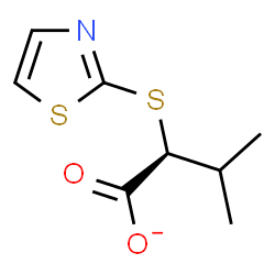 ChemSpider 2D Image | (2S)-3-Methyl-2-(1,3-thiazol-2-ylsulfanyl)butanoate | C8H10NO2S2