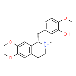 ChemSpider 2D Image | (1S)-1-(3-Hydroxy-4-methoxybenzyl)-6,7-dimethoxy-2-methyl-1,2,3,4-tetrahydroisoquinolinium | C20H26NO4