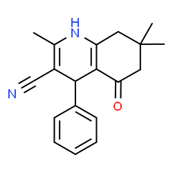 ChemSpider 2D Image | 2,7,7-Trimethyl-5-oxo-4-phenyl-1,4,5,6,7,8-hexahydro-3-quinolinecarbonitrile | C19H20N2O