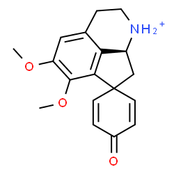 ChemSpider 2D Image | (8a'S)-5',6'-Dimethoxy-4-oxo-2',3',8',8a'-tetrahydro-1'H-spiro[cyclohexa-2,5-diene-1,7'-cyclopenta[ij]isoquinolinium] | C18H20NO3