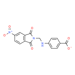 ChemSpider 2D Image | 4-{[(5-Nitro-1,3-dioxo-1,3-dihydro-2H-isoindol-2-yl)methyl]amino}benzoate | C16H10N3O6