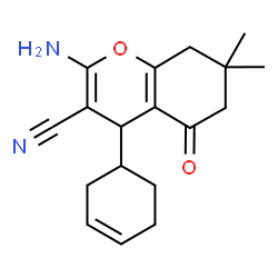 ChemSpider 2D Image | 2-amino-4-(3-cyclohexen-1-yl)-7,7-dimethyl-5-oxo-5,6,7,8-tetrahydrochromene-3-carbonitrile | C18H22N2O2