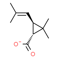 ChemSpider 2D Image | (1R,3R)-2,2-Dimethyl-3-(2-methyl-1-propen-1-yl)cyclopropanecarboxylate | C10H15O2
