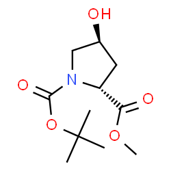 ChemSpider 2D Image | 1-tert-Butyl 2-methyl (2R,4S)-4-hydroxypyrrolidine-1,2-dicarboxylate | C11H19NO5