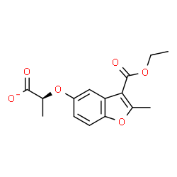ChemSpider 2D Image | (2S)-2-{[3-(Ethoxycarbonyl)-2-methyl-1-benzofuran-5-yl]oxy}propanoate | C15H15O6