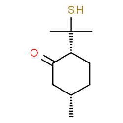 ChemSpider 2D Image | (2R,5S)-5-Methyl-2-(2-sulfanyl-2-propanyl)cyclohexanone | C10H18OS