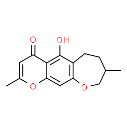 ChemSpider 2D Image | 5-Hydroxy-2,8-dimethyl-6,7,8,9-tetrahydro-4H-oxepino[3,2-g]chromen-4-one | C15H16O4