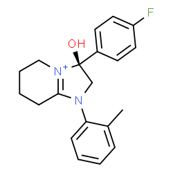 ChemSpider 2D Image | (3S)-3-(4-Fluorophenyl)-3-hydroxy-1-(2-methylphenyl)-2,3,5,6,7,8-hexahydro-1H-imidazo[1,2-a]pyridin-4-ium | C20H22FN2O