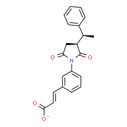 ChemSpider 2D Image | (2E)-3-(3-{(3S)-2,5-Dioxo-3-[(1S)-1-phenylethyl]-1-pyrrolidinyl}phenyl)acrylate | C21H18NO4