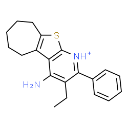 ChemSpider 2D Image | 4-Amino-3-ethyl-2-phenyl-6,7,8,9-tetrahydro-5H-cyclohepta[4,5]thieno[2,3-b]pyridin-1-ium | C20H23N2S