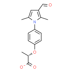 ChemSpider 2D Image | (2S)-2-[4-(3-Formyl-2,5-dimethyl-1H-pyrrol-1-yl)phenoxy]propanoate | C16H16NO4