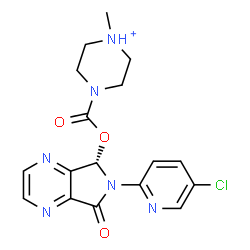 ChemSpider 2D Image | 4-({[(5S)-6-(5-Chloro-2-pyridinyl)-7-oxo-6,7-dihydro-5H-pyrrolo[3,4-b]pyrazin-5-yl]oxy}carbonyl)-1-methylpiperazin-1-ium | C17H18ClN6O3