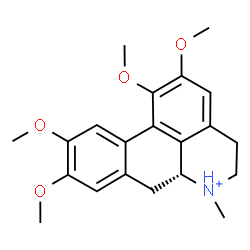 ChemSpider 2D Image | (6aR)-1,2,9,10-Tetramethoxy-6-methyl-5,6,6a,7-tetrahydro-4H-dibenzo[de,g]quinolinium | C21H26NO4