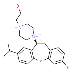 ChemSpider 2D Image | 1-[(10S)-3-Fluoro-8-isopropyl-10,11-dihydrodibenzo[b,f]thiepin-10-yl]-4-(2-hydroxyethyl)piperazinediium | C23H31FN2OS