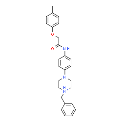ChemSpider 2D Image | 1-Benzyl-4-(4-{[(4-methylphenoxy)acetyl]amino}phenyl)piperazin-1-ium | C26H30N3O2