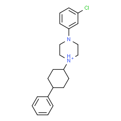 ChemSpider 2D Image | 4-(3-Chlorophenyl)-1-(4-phenylcyclohexyl)piperazin-1-ium | C22H28ClN2