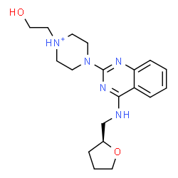 ChemSpider 2D Image | 1-(2-Hydroxyethyl)-4-(4-{[(2S)-tetrahydro-2-furanylmethyl]amino}-2-quinazolinyl)piperazin-1-ium | C19H28N5O2