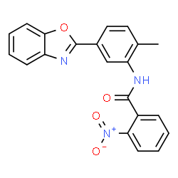 ChemSpider 2D Image | N-[5-(1,3-Benzoxazol-2-yl)-2-methylphenyl]-2-nitrobenzamide | C21H15N3O4