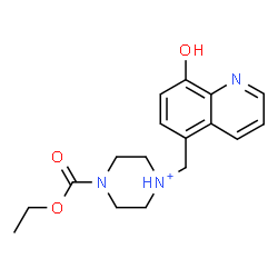 ChemSpider 2D Image | 4-(Ethoxycarbonyl)-1-[(8-hydroxy-5-quinolinyl)methyl]piperazin-1-ium | C17H22N3O3