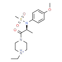 ChemSpider 2D Image | 1-Ethyl-4-[N-(4-methoxyphenyl)-N-(methylsulfonyl)-L-alanyl]piperazin-1-ium | C17H28N3O4S