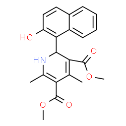 ChemSpider 2D Image | Dimethyl 2-(2-hydroxy-1-naphthyl)-4,6-dimethyl-1,2-dihydro-3,5-pyridinedicarboxylate | C21H21NO5