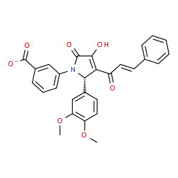 ChemSpider 2D Image | 3-{(2S)-2-(3,4-Dimethoxyphenyl)-4-hydroxy-5-oxo-3-[(2E)-3-phenyl-2-propenoyl]-2,5-dihydro-1H-pyrrol-1-yl}benzoate | C28H22NO7