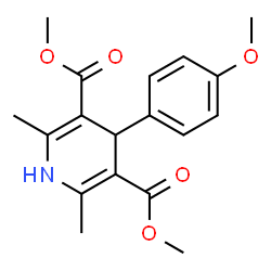 ChemSpider 2D Image | Dimethyl 4-(4-methoxyphenyl)-2,6-dimethyl-1,4-dihydro-3,5-pyridinedicarboxylate | C18H21NO5